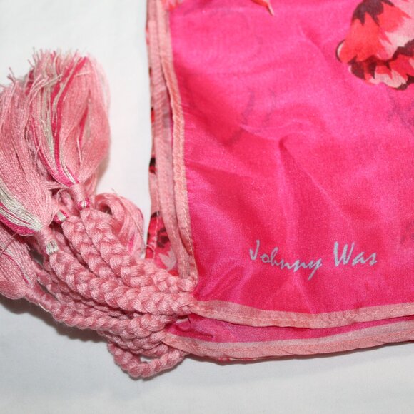 NWT Johnny Was Biya JWLA Misty Fall Silk Scarf Wrap Shawl Tassels 44 x 44 - Picture 3 of 13